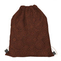 Brown Aboriginal Dot Pattern Print Drawstring Bag