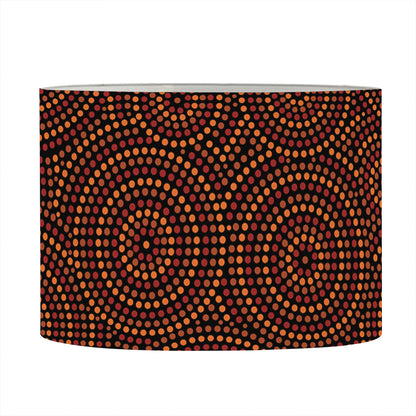 Brown Aboriginal Dot Pattern Print Drum Lamp Shade