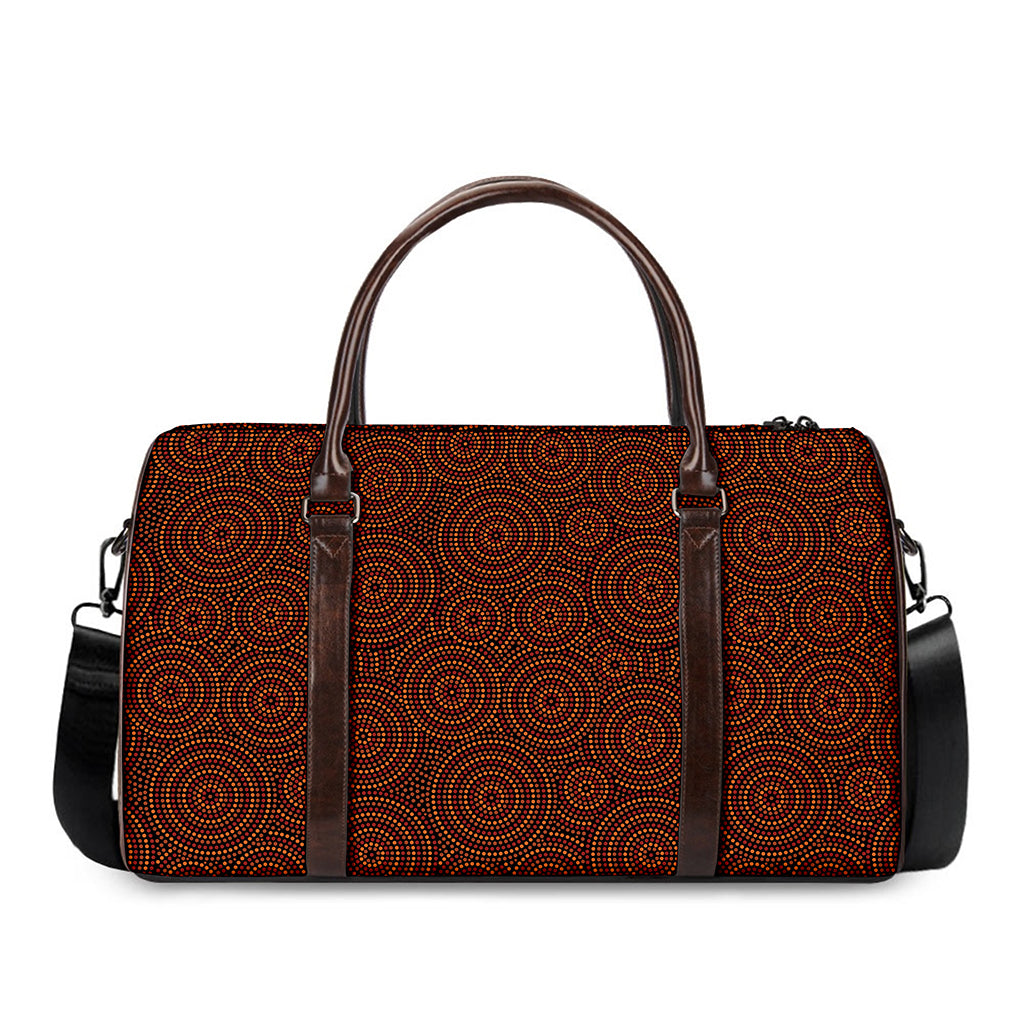 Brown Aboriginal Dot Pattern Print Duffle Bag