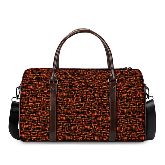 Brown Aboriginal Dot Pattern Print Duffle Bag