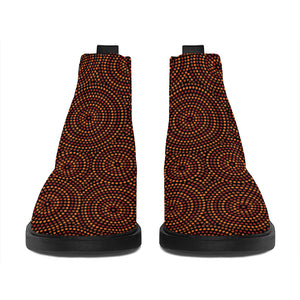 Brown Aboriginal Dot Pattern Print Flat Ankle Boots