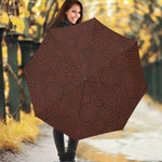 Brown Aboriginal Dot Pattern Print Foldable Umbrella