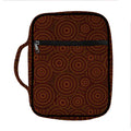 Brown Aboriginal Dot Pattern Print Front Pocket Bible Bag