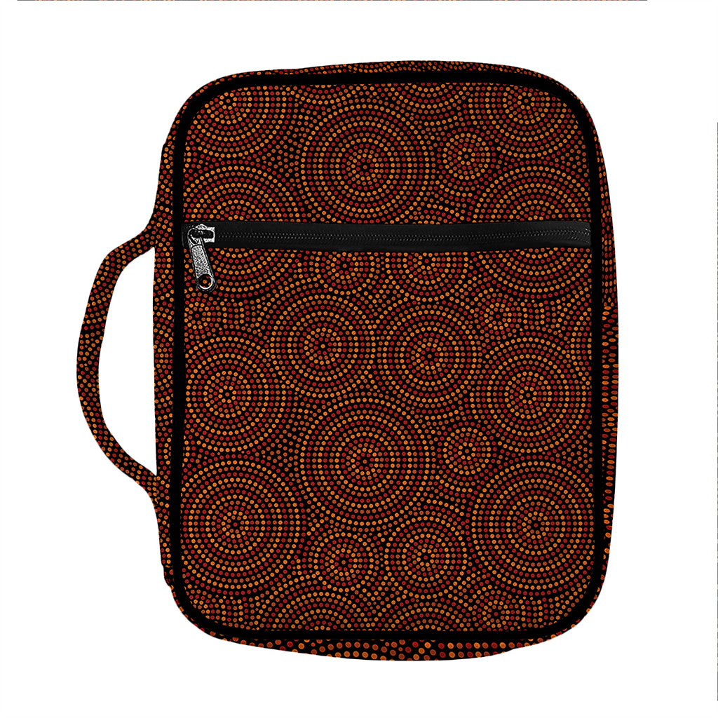 Brown Aboriginal Dot Pattern Print Front Pocket Bible Bag