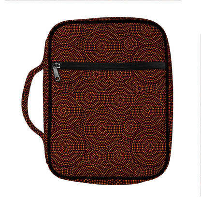 Brown Aboriginal Dot Pattern Print Front Pocket Bible Bag