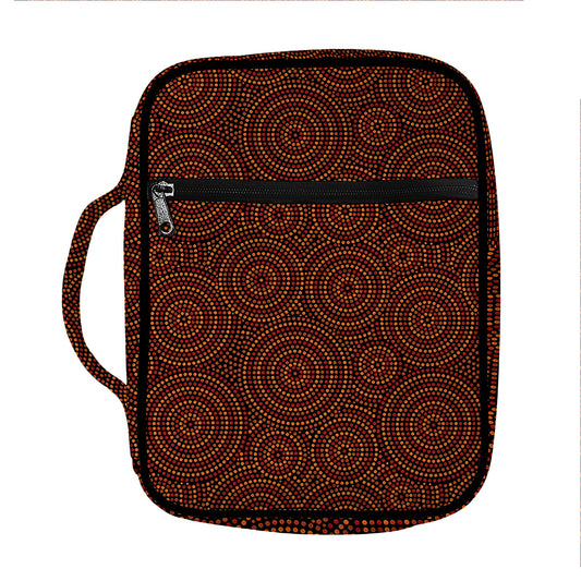 Brown Aboriginal Dot Pattern Print Front Pocket Bible Bag