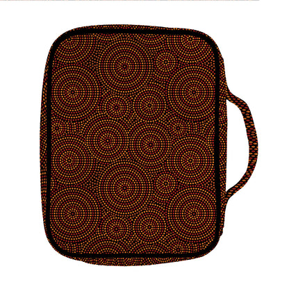 Brown Aboriginal Dot Pattern Print Front Pocket Bible Bag