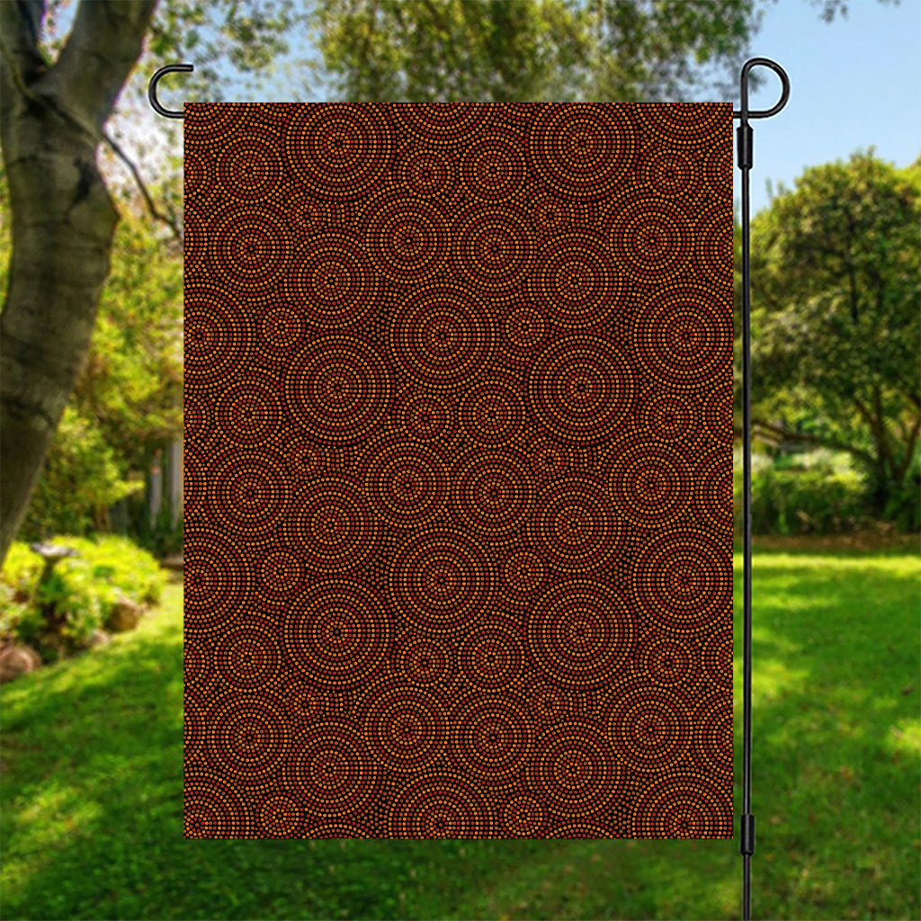 Brown Aboriginal Dot Pattern Print Garden Flag