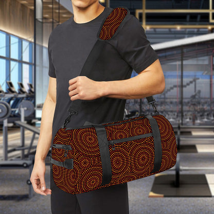 Brown Aboriginal Dot Pattern Print Gym Bag