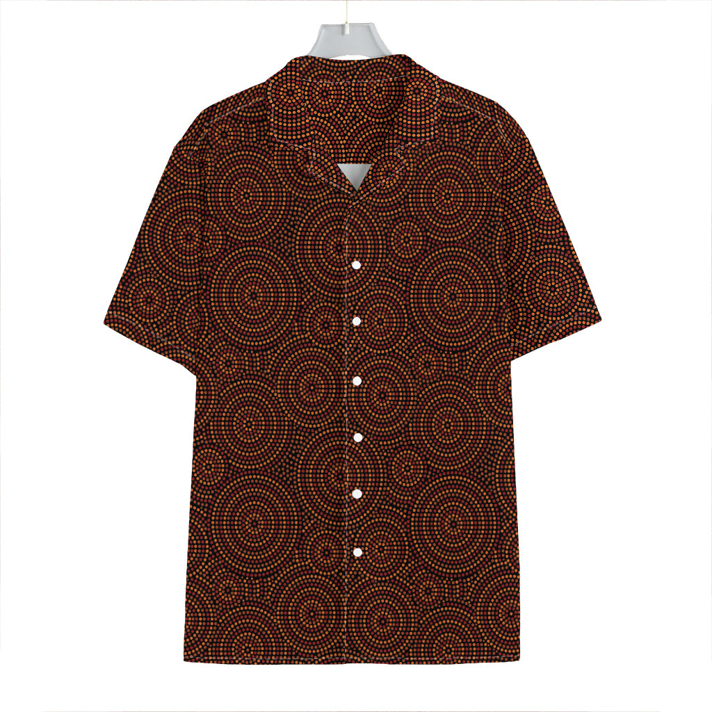 Brown Aboriginal Dot Pattern Print Hawaiian Shirt