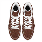 Brown Aboriginal Dot Pattern Print High Top Leather Sneakers