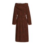 Brown Aboriginal Dot Pattern Print Hooded Bathrobe