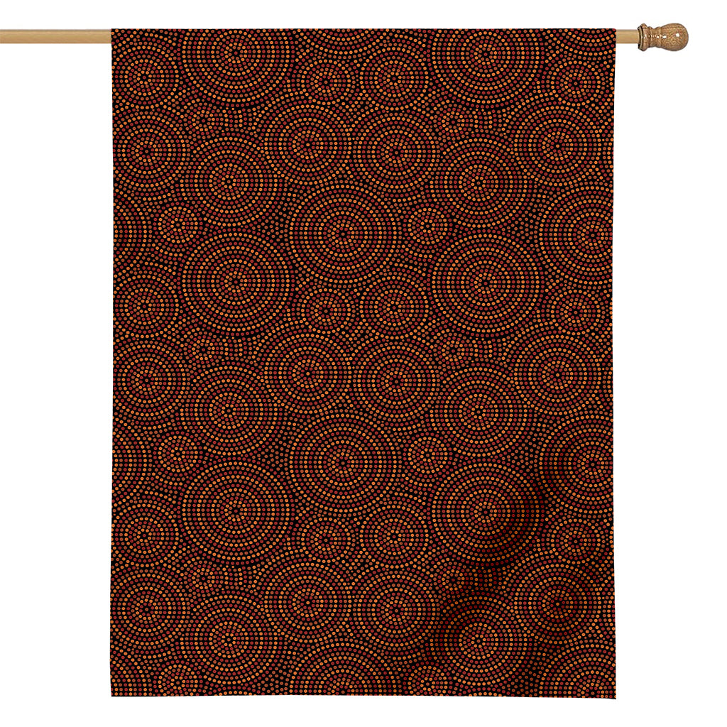 Brown Aboriginal Dot Pattern Print House Flag