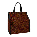 Brown Aboriginal Dot Pattern Print Insulated Lunch Tote