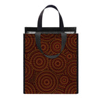 Brown Aboriginal Dot Pattern Print Insulated Lunch Tote