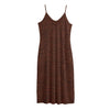 Brown Aboriginal Dot Pattern Print Jersey Midi Cami Dress