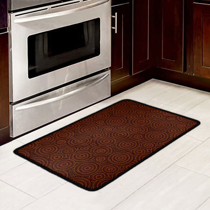 Brown Aboriginal Dot Pattern Print Kitchen Mat