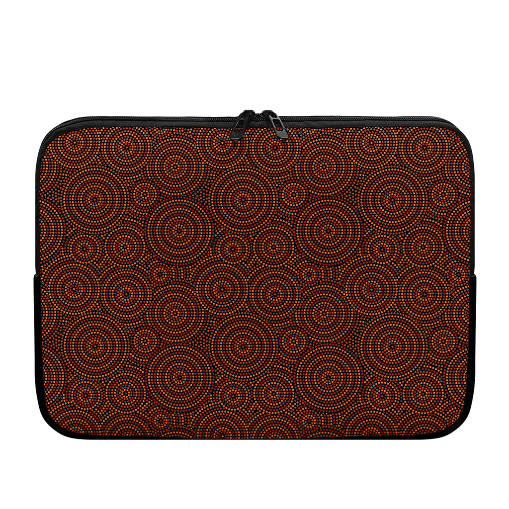 Brown Aboriginal Dot Pattern Print Laptop Sleeve
