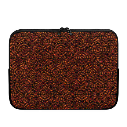 Brown Aboriginal Dot Pattern Print Laptop Sleeve