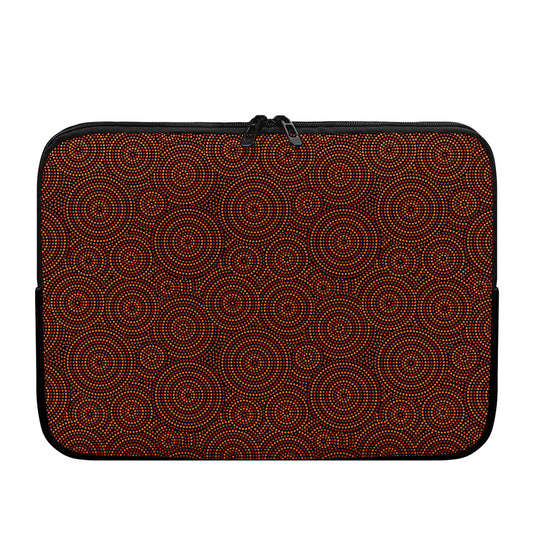 Brown Aboriginal Dot Pattern Print Laptop Sleeve