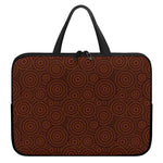 Brown Aboriginal Dot Pattern Print Laptop Sleeve With Handle