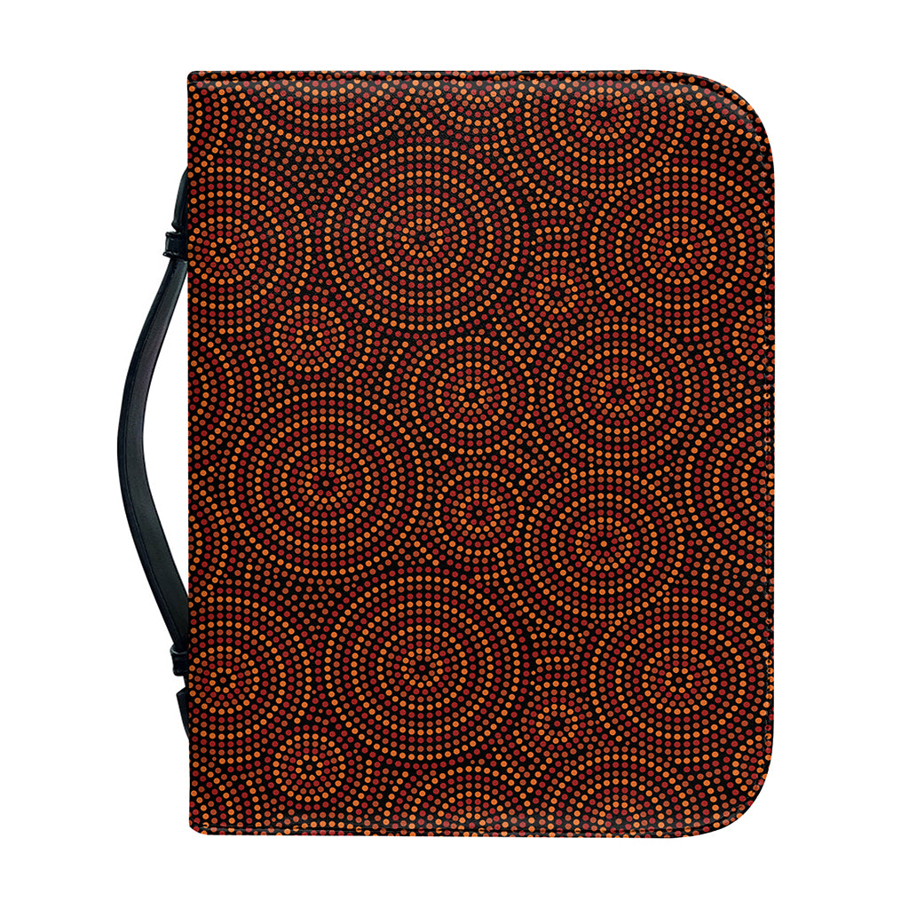 Brown Aboriginal Dot Pattern Print Leather Bible Cover