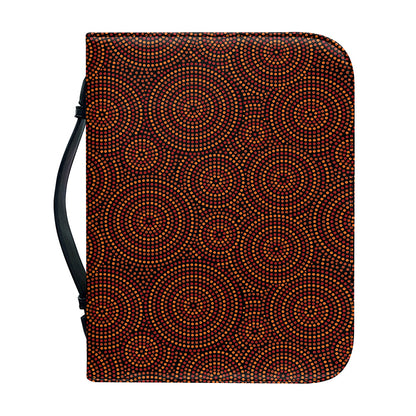 Brown Aboriginal Dot Pattern Print Leather Bible Cover
