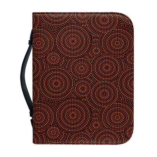 Brown Aboriginal Dot Pattern Print Leather Bible Cover