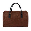 Brown Aboriginal Dot Pattern Print Leather Duffel Bag
