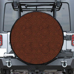 Brown Aboriginal Dot Pattern Print Leather Spare Tire Cover