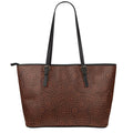 Brown Aboriginal Dot Pattern Print Leather Tote Bag With Zipper