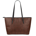 Brown Aboriginal Dot Pattern Print Leather Tote Bag