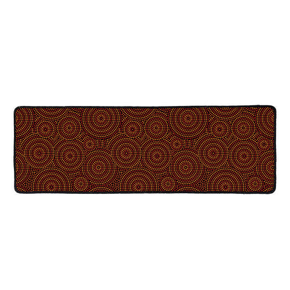 Brown Aboriginal Dot Pattern Print Long Kitchen Mat