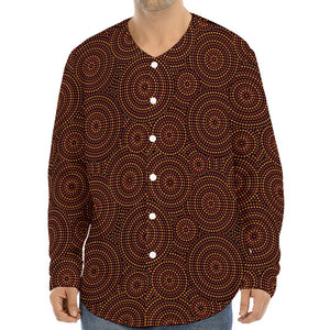 Brown Aboriginal Dot Pattern Print Long Sleeve Baseball Jersey