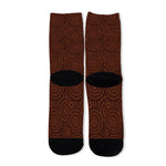 Brown Aboriginal Dot Pattern Print Long Socks