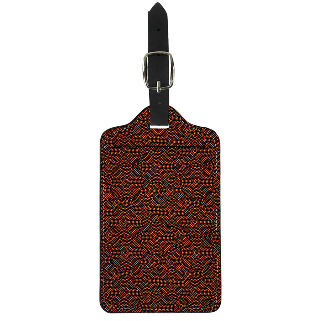 Brown Aboriginal Dot Pattern Print Luggage Tag