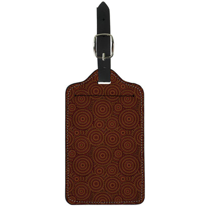 Brown Aboriginal Dot Pattern Print Luggage Tag