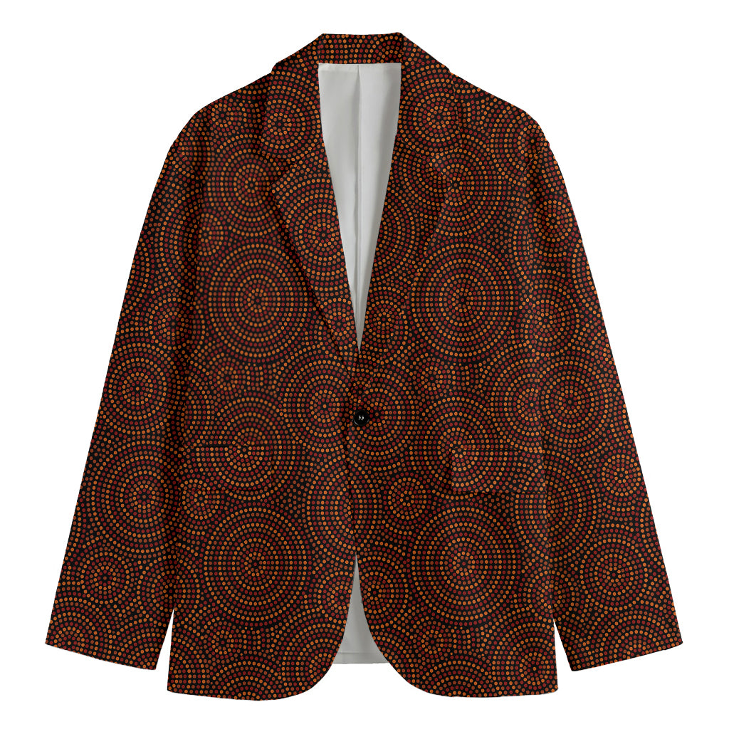 Brown Aboriginal Dot Pattern Print Men's Blazer