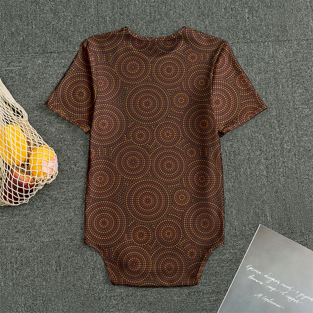 Brown Aboriginal Dot Pattern Print Men's Bodysuit
