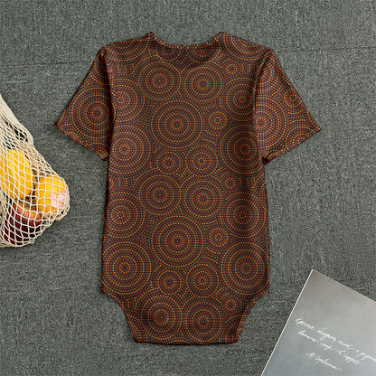 Brown Aboriginal Dot Pattern Print Men's Bodysuit