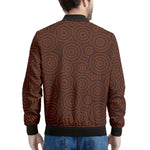 Brown Aboriginal Dot Pattern Print Men's Bomber Jacket