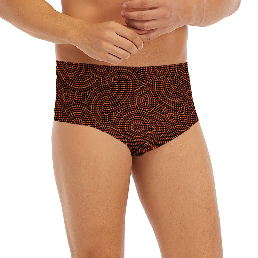 Brown Aboriginal Dot Pattern Print Men's Briefs