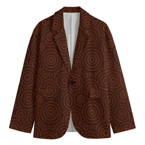 Brown Aboriginal Dot Pattern Print Men's Cotton Blazer