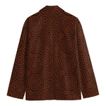 Brown Aboriginal Dot Pattern Print Men's Cotton Blazer