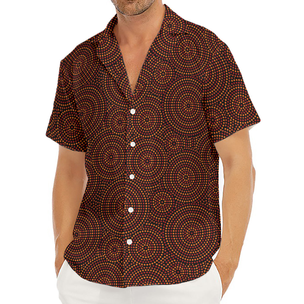 Brown Aboriginal Dot Pattern Print Men's Deep V-Neck Shirt