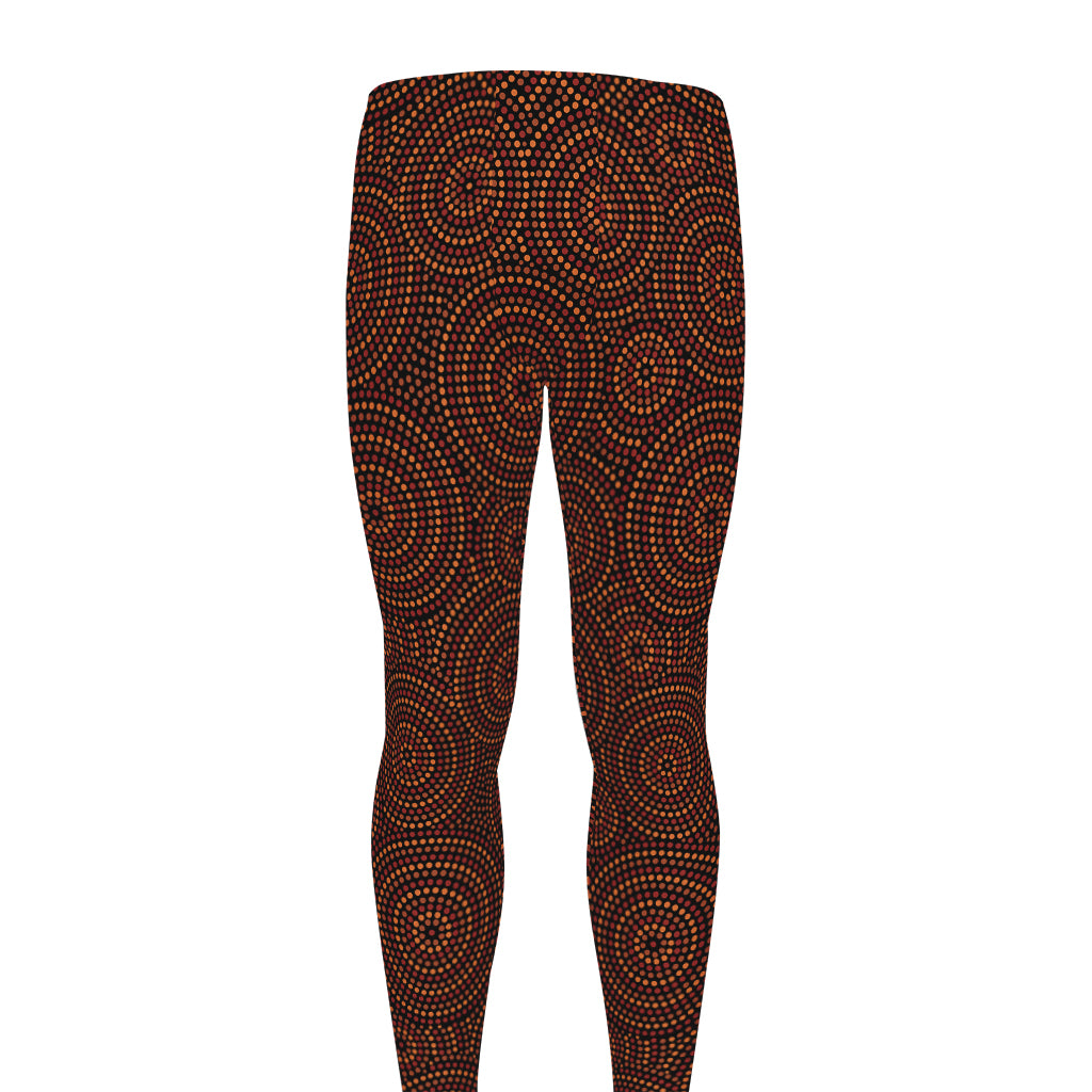 Brown Aboriginal Dot Pattern Print Men's leggings