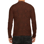 Brown Aboriginal Dot Pattern Print Men's Long Sleeve Rash Guard