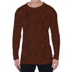 Brown Aboriginal Dot Pattern Print Men's Long Sleeve T-Shirt