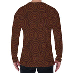 Brown Aboriginal Dot Pattern Print Men's Long Sleeve T-Shirt