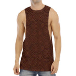 Brown Aboriginal Dot Pattern Print Men's Muscle Tank Top